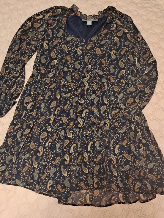 Lark + Grey Dresses & Skirts - Lark & Grey Navy Paisley Tiered Long Sleeve Dress XL